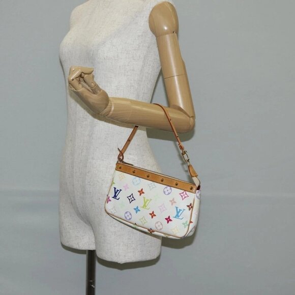 LOUIS VUITTON Monogram Multicolor Pochette Pouch White M92649 LV Auth 139900V - Picture 1 of 16